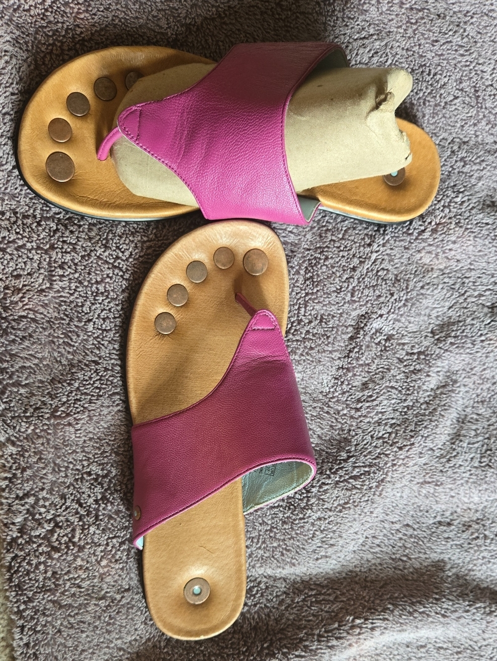 Juil Vista Grounding Copper Purple Leather Thong Flip Flop Sandal Women's 7